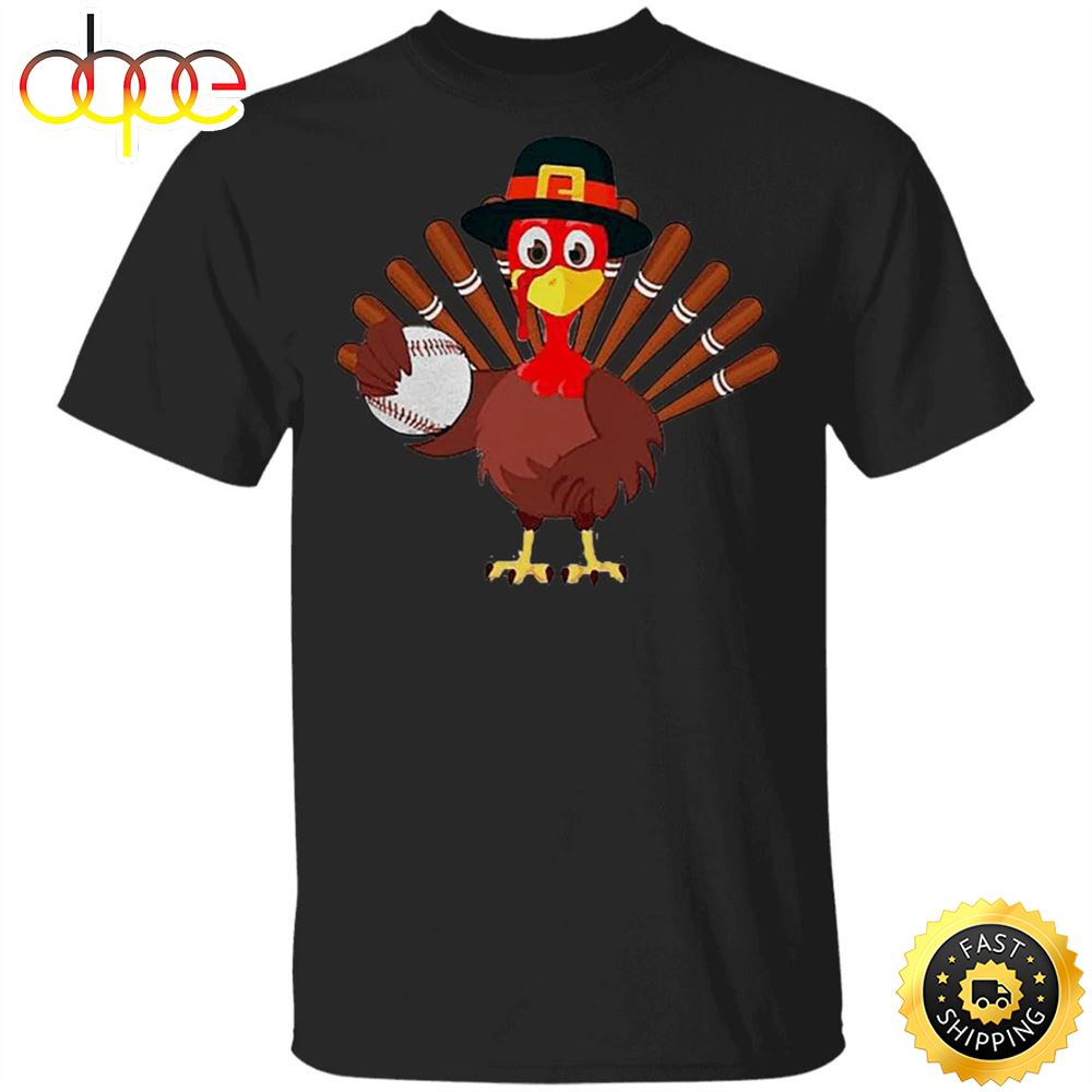 Turkey Baseball Thanksgiving T Shirt Cool Chicken Funny Shirt Designs Gifts For Baseball Lovers Esyyfh