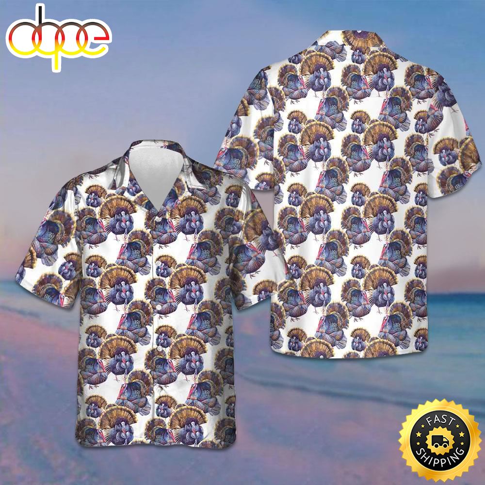 Turkey Chicken Pattern Hawaiian Shirt Short Sleeve Button Up Beach Shirts Thanksgiving Ideas Af5ybh