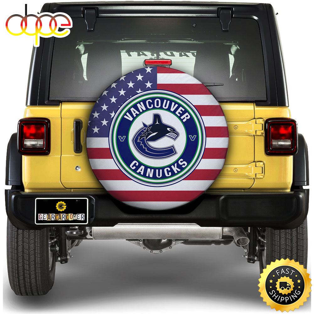 Vancouver Canucks Spare Tire Covers Custom US Flag Style Z3ikkx