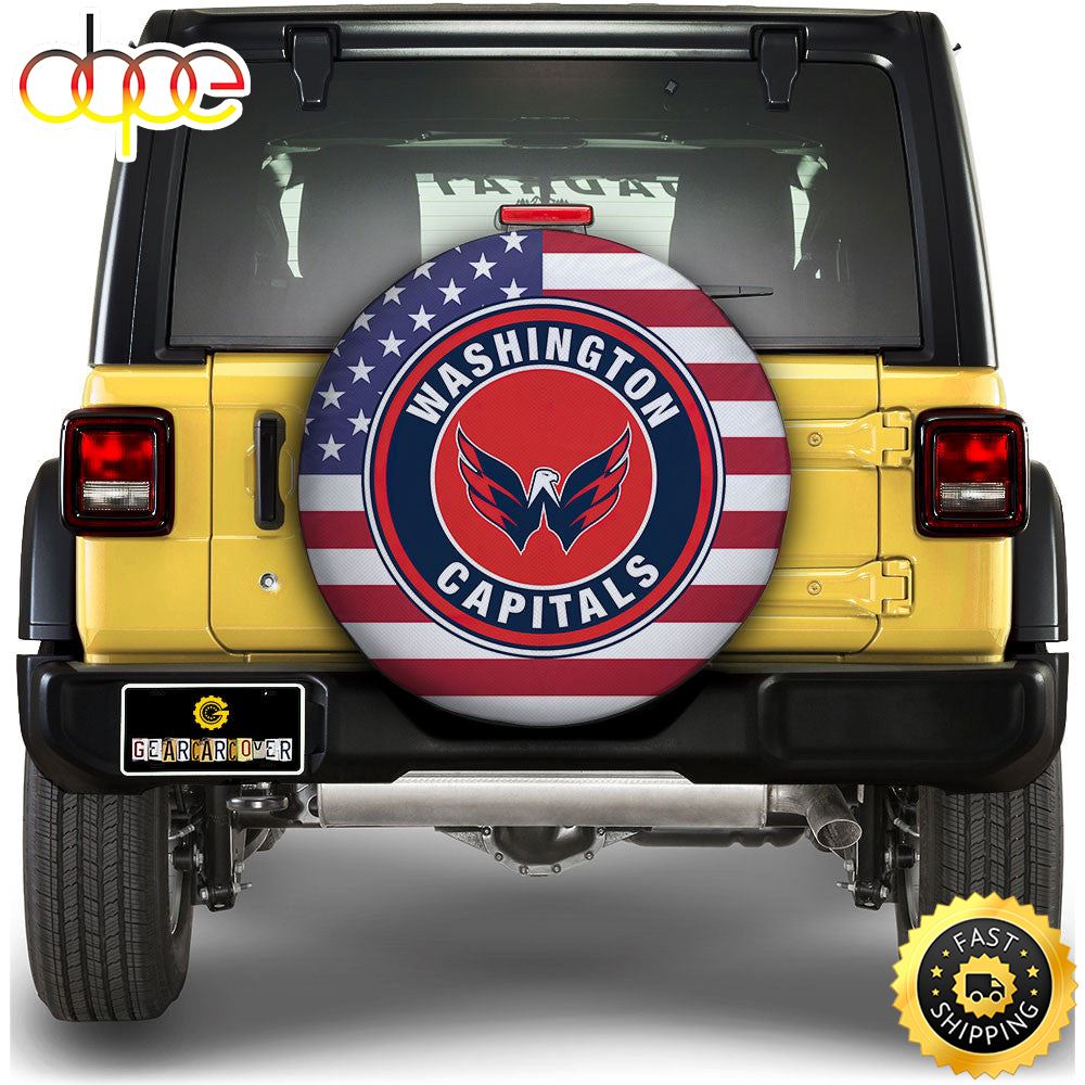 Washington Capitals Spare Tire Covers Custom US Flag Style Ouam1p