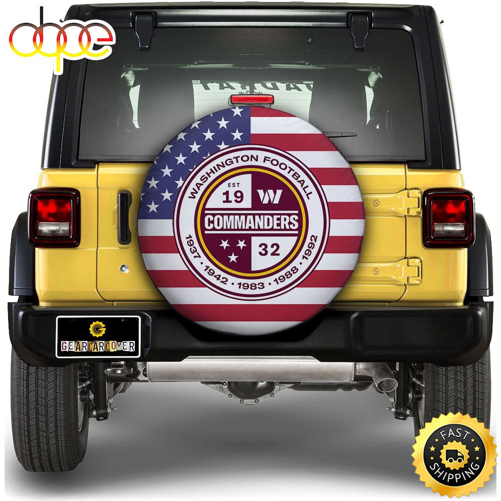 Washington Commanders Spare Tire Covers Custom US Flag Style Im3n2o