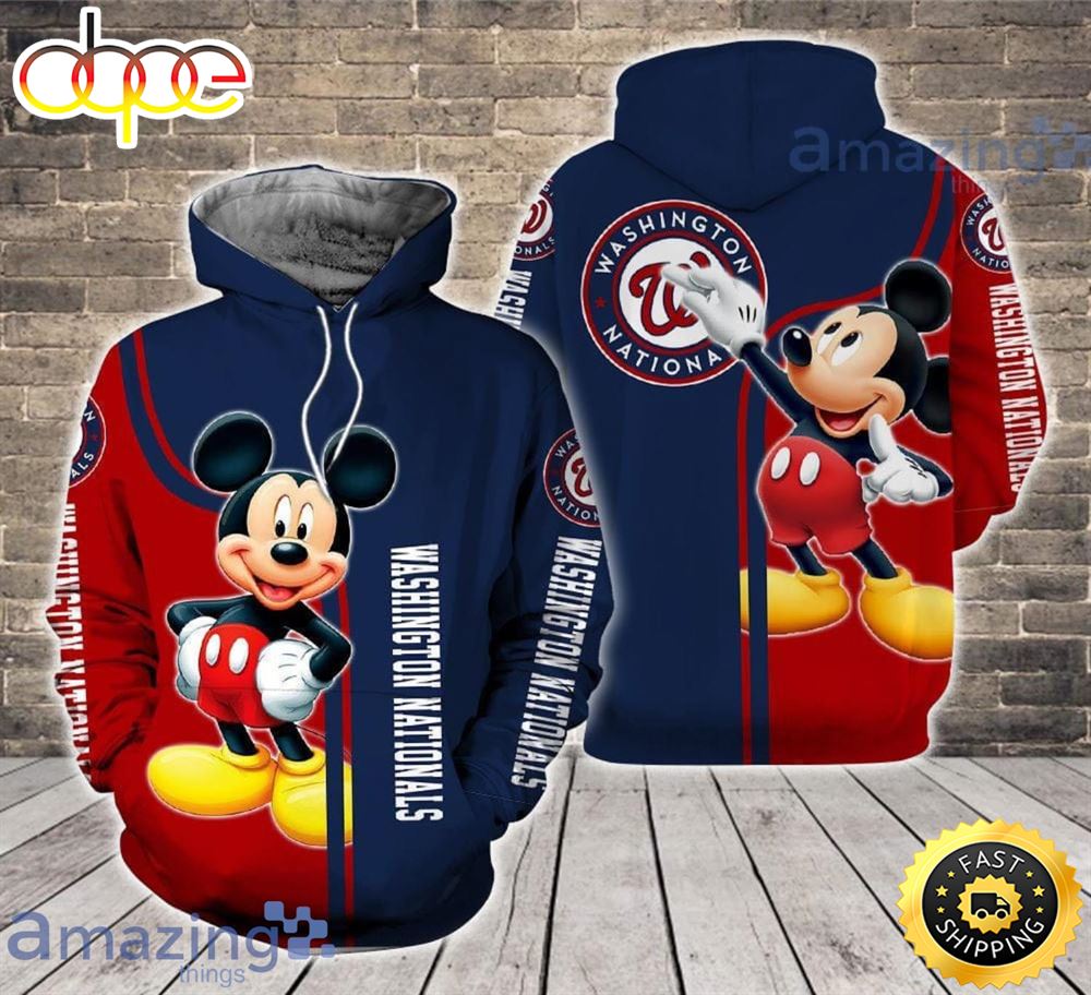 Washington Nationals Mickey Mouse Lover Disney Cartoon 3d Hoodie For Fans Ljyiev