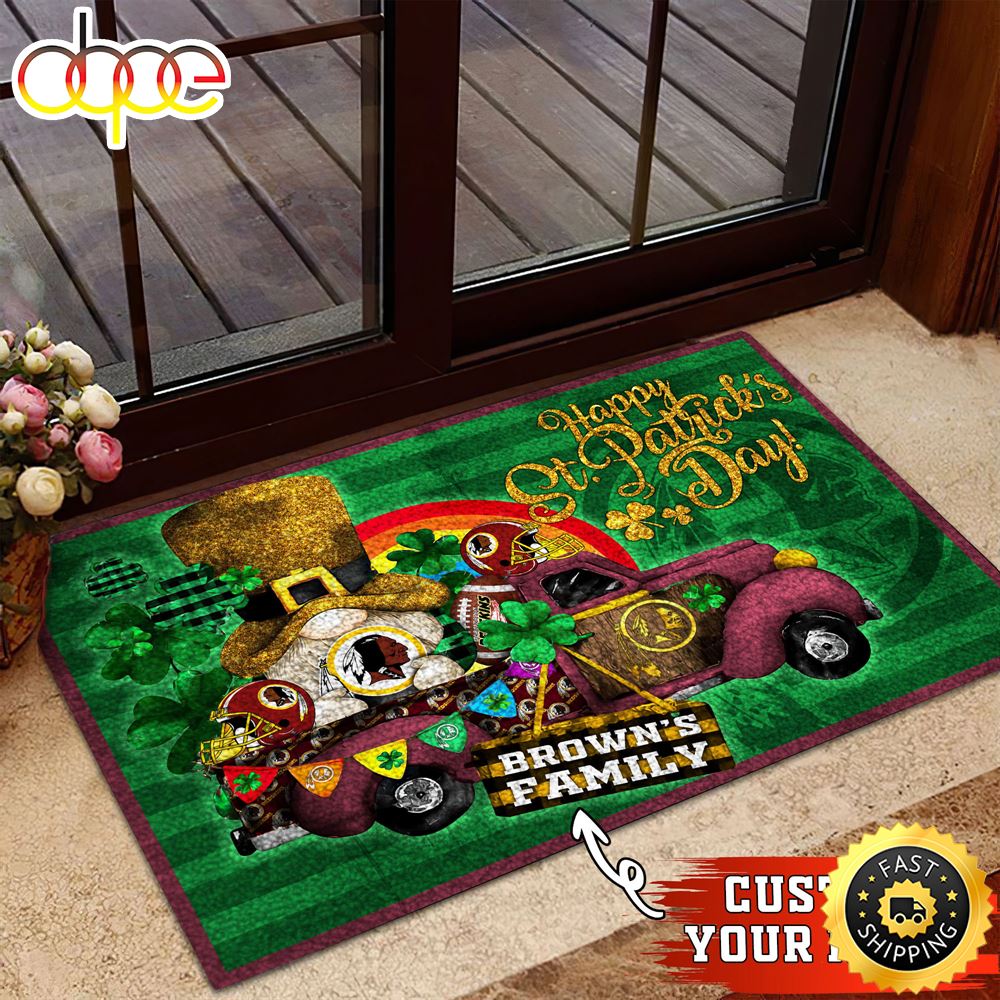 Washington Redskins NFL Custom Doormat For The Celebration Of Saint Patrick S Day Mzgtyt