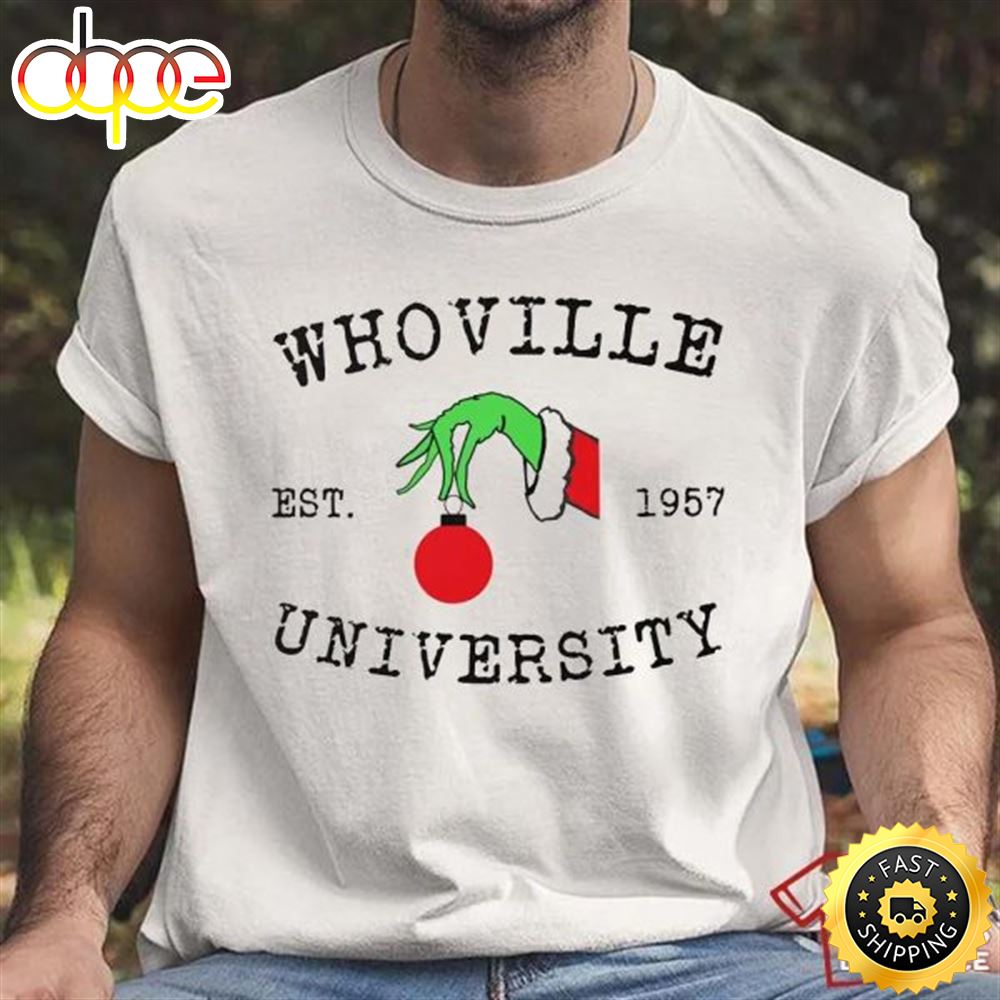 Whoville University Grinch Christmas T Shirt Kb4s1h