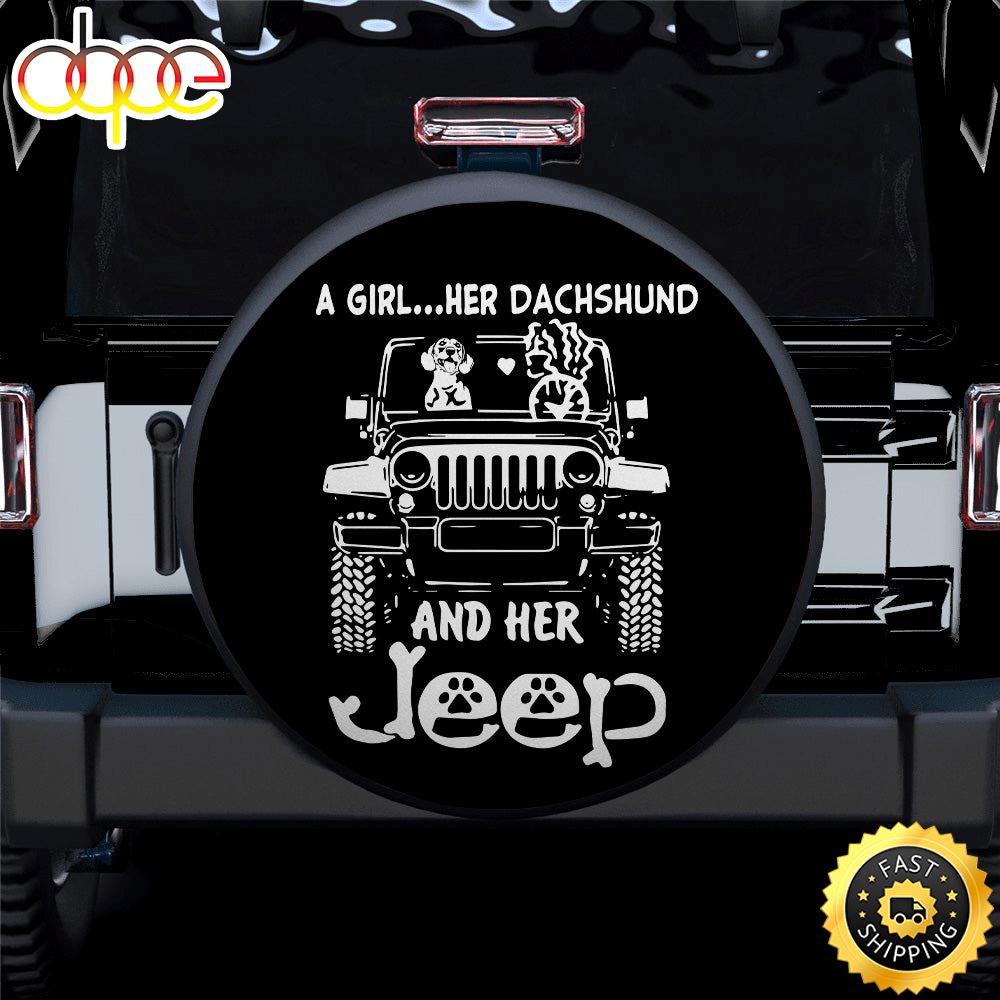 A Girl And Her Dachshund Jeep Car Spare Tire Covers Gift For Campers Qtcbv3