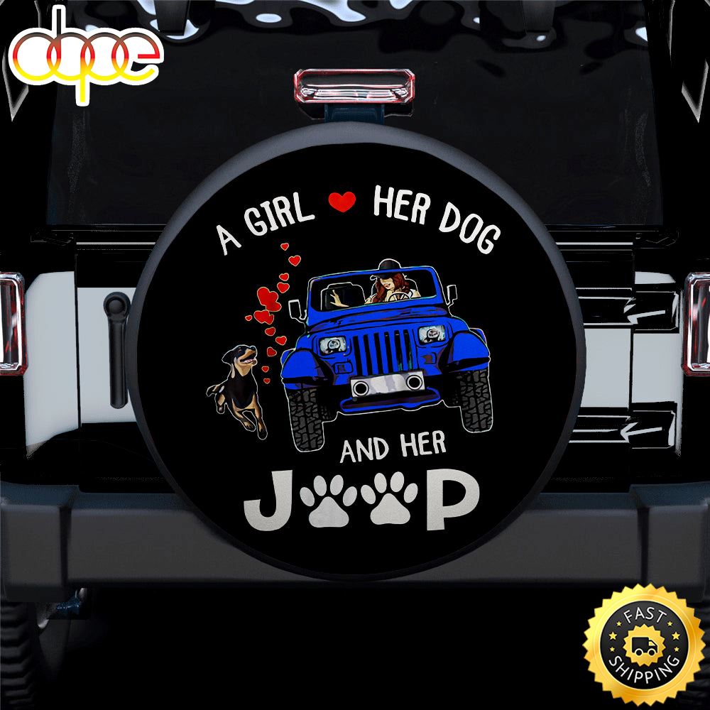 A Girl Love Her Dog And Her Jeep Blue Car Spare Tire Covers Gift For Campers V5yxdy