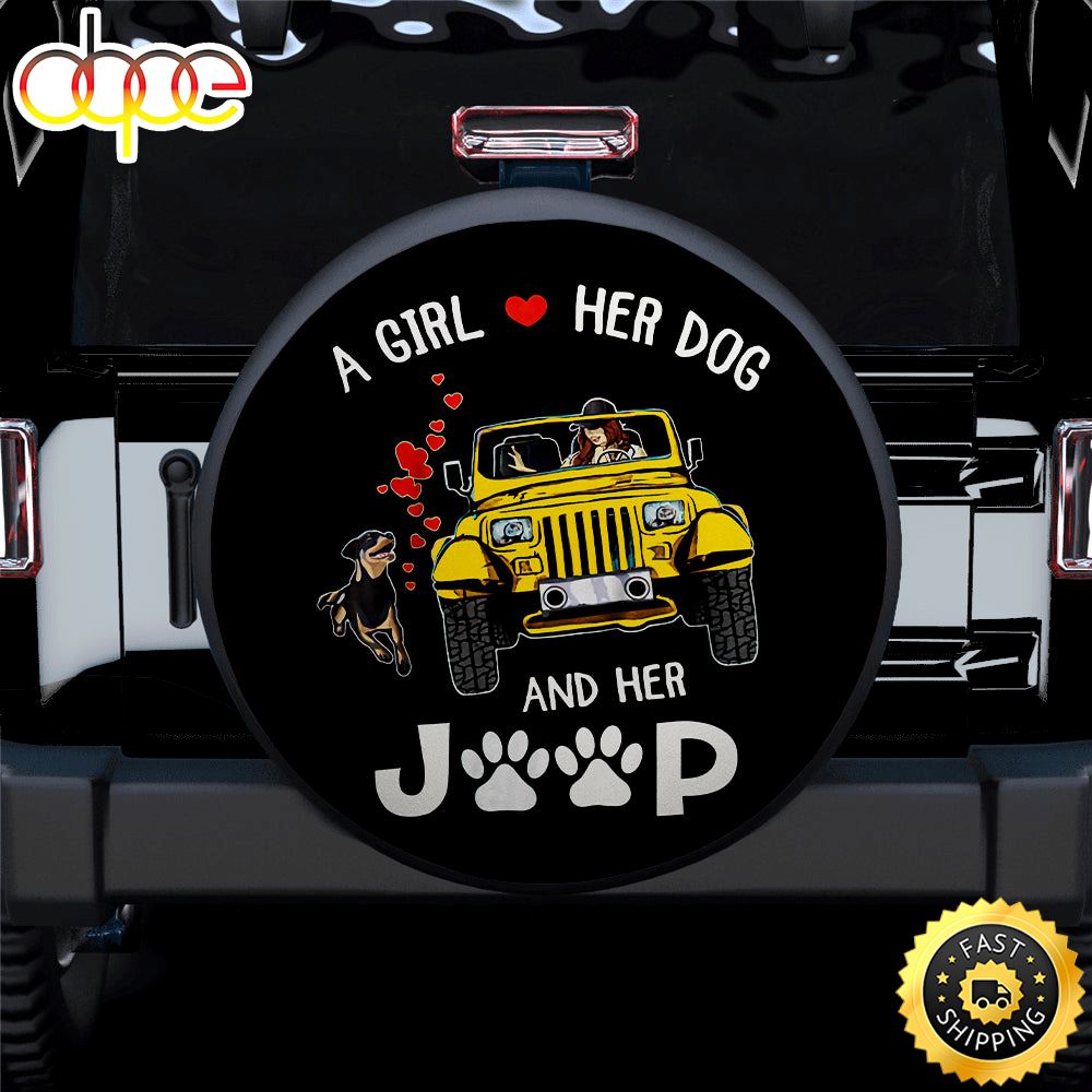 A Girl Love Her Dog And Her Jeep Yellow Car Spare Tire Covers Gift For Campers G20ktt