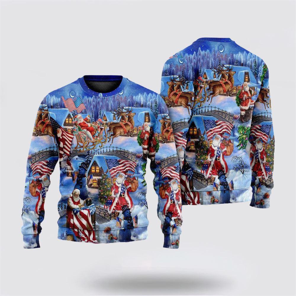America Christmas Patriotic Santa Claus Ugly Christmas Sweater 1 Sweater Zxde8e.jpg