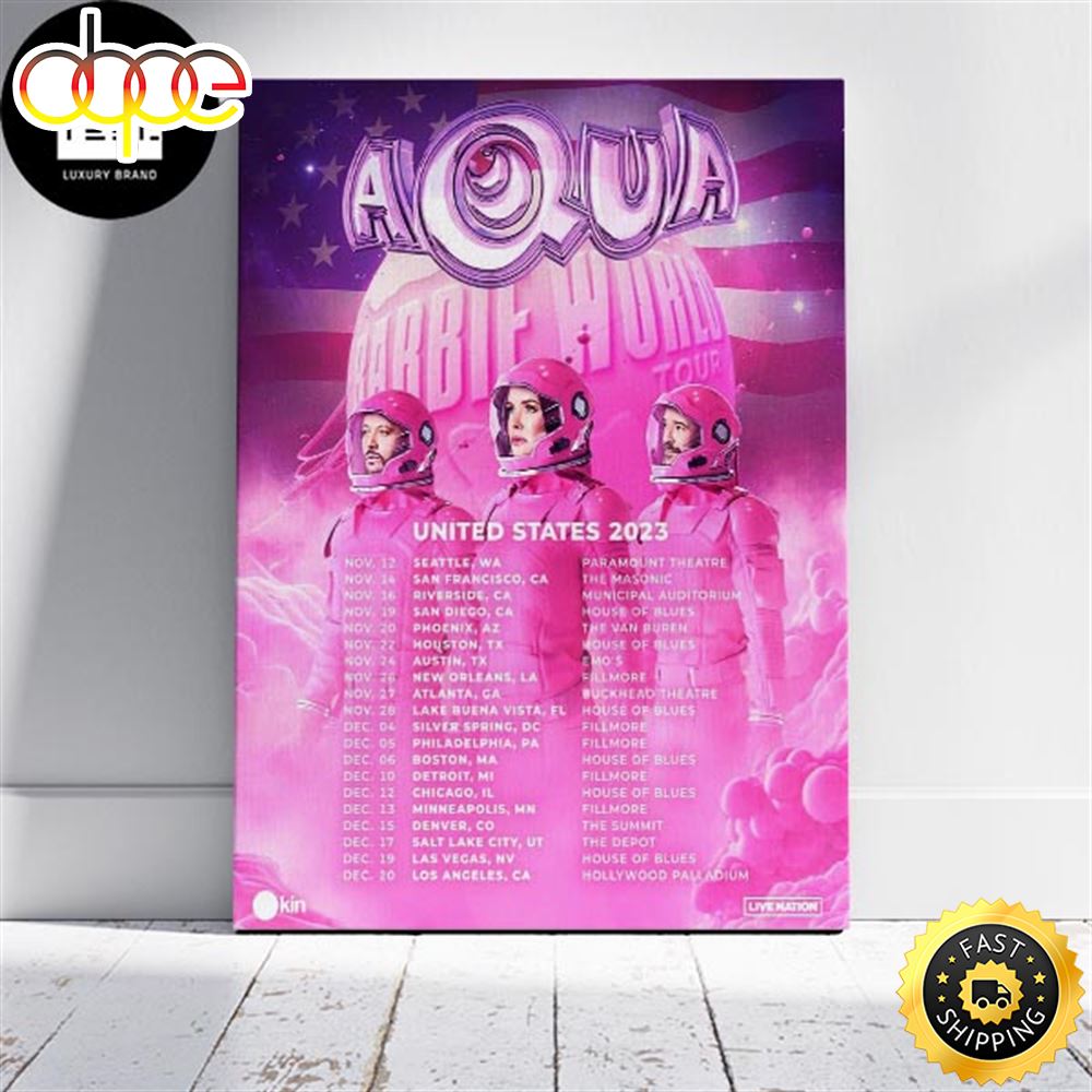 Aqua Barbie World Tour United States 2023 Pink Fan Gifts Home Decor Poster Canvas Lqns3y.jpg