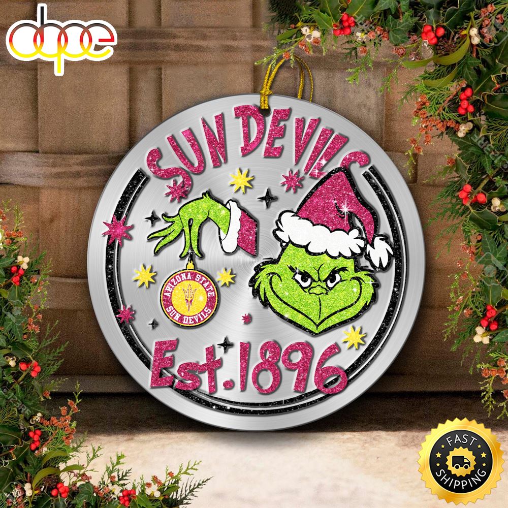 Arizona State Sun Devils Grinch Circle Ornaments Christmas Nbvu3r