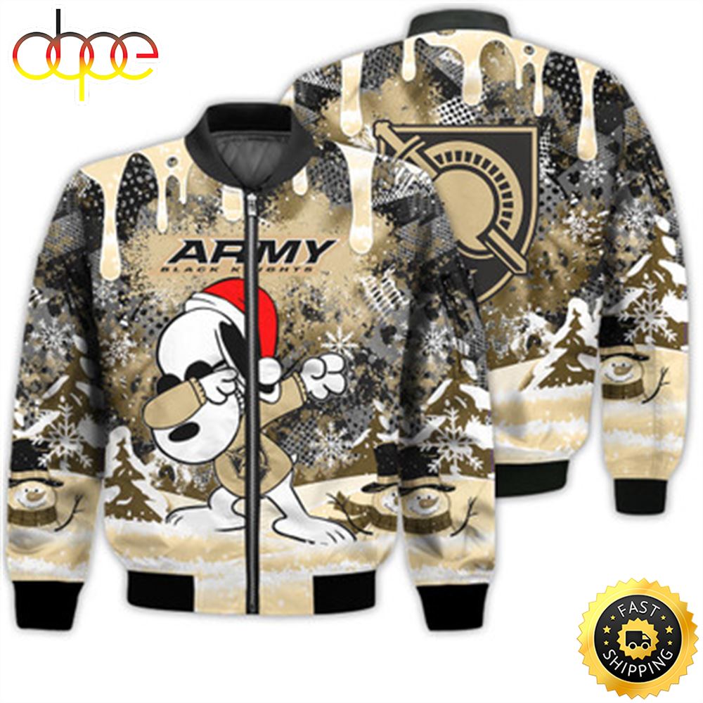 Army Black Knights Snoopy Dabbing The Peanuts Sports Football American Christmas Dripping Matching Gifts Unisex 3D Bomber Jacket Xqumlz.jpg
