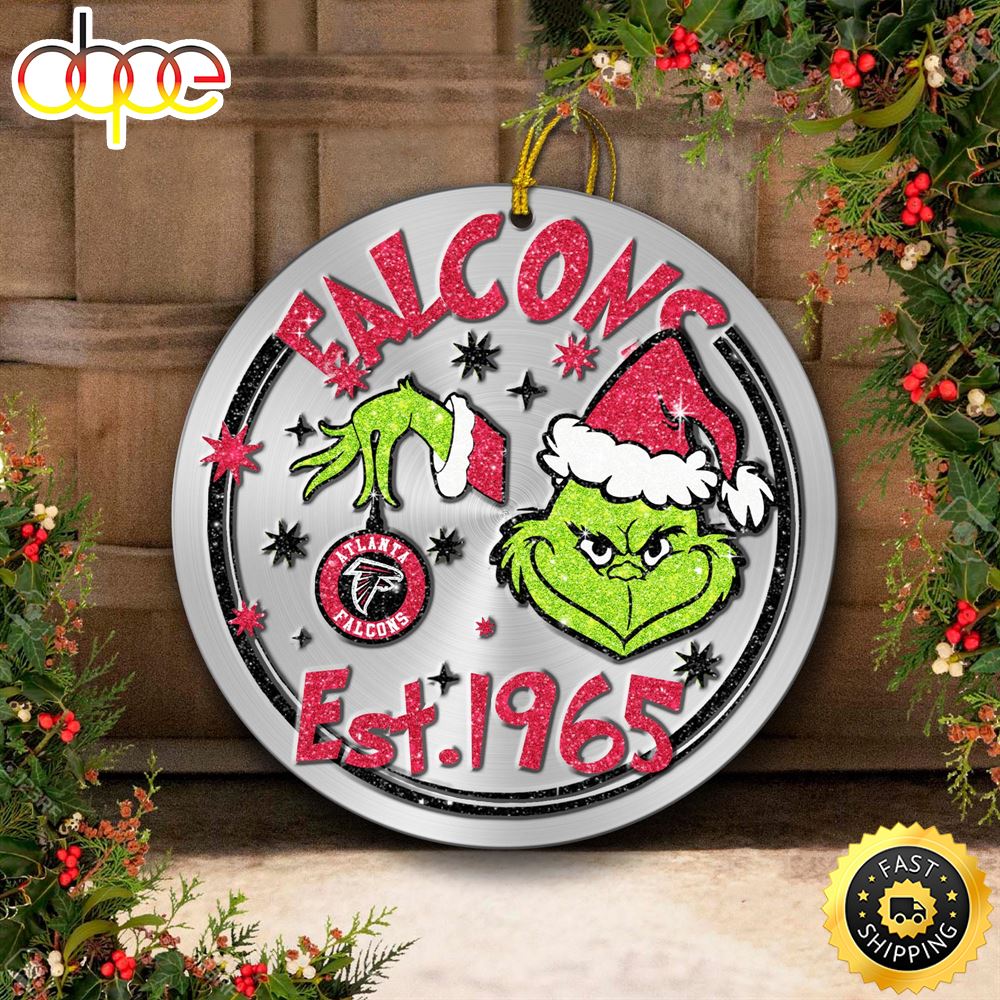 Atlanta Falcons Grinch Circle Ornaments Christmas Gsyv1w
