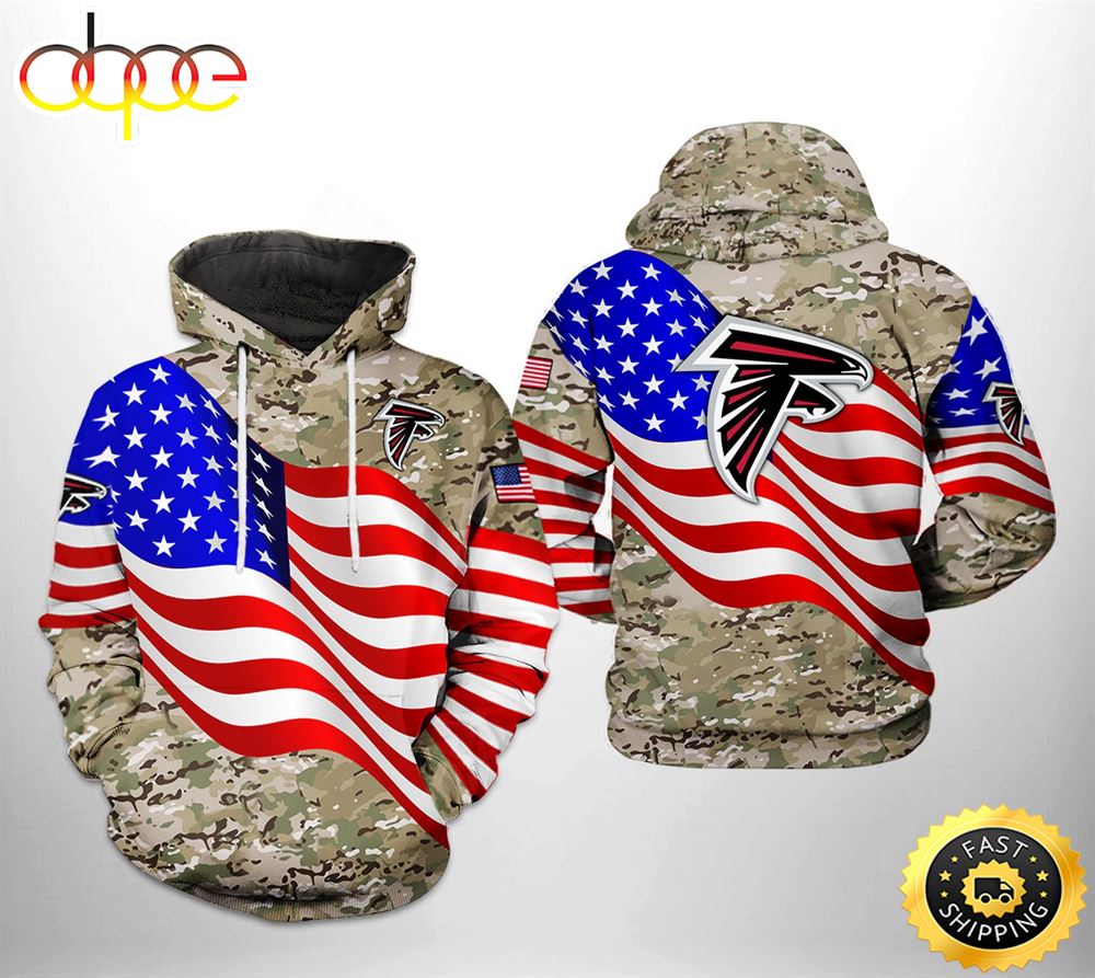 Atlanta Falcons NFL US Flag Camo Veteran Team 3D Printed HoodieZipper Hoodie