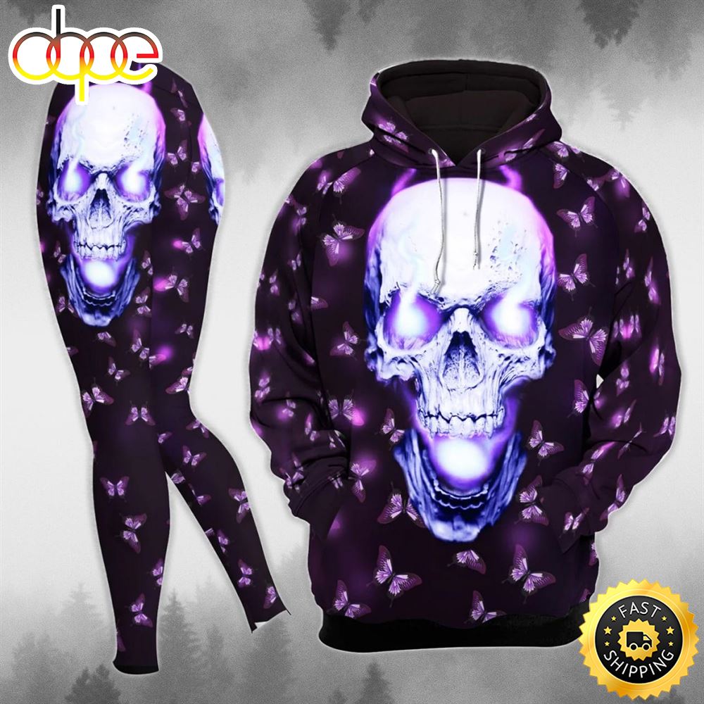 Attractive Butter Smoke Skull Combo Hoodie And Leggings