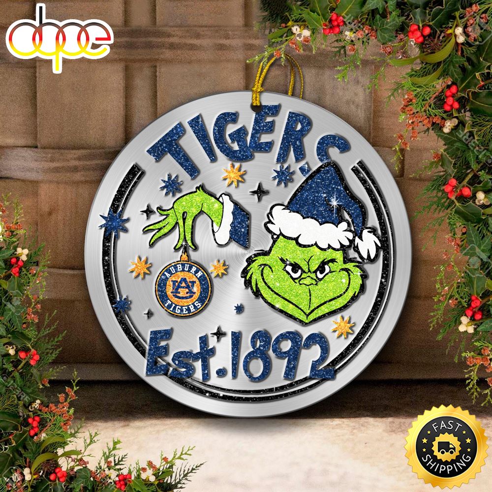 Auburn Tigers Grinch Circle Ornaments Christmas Nm5lq7