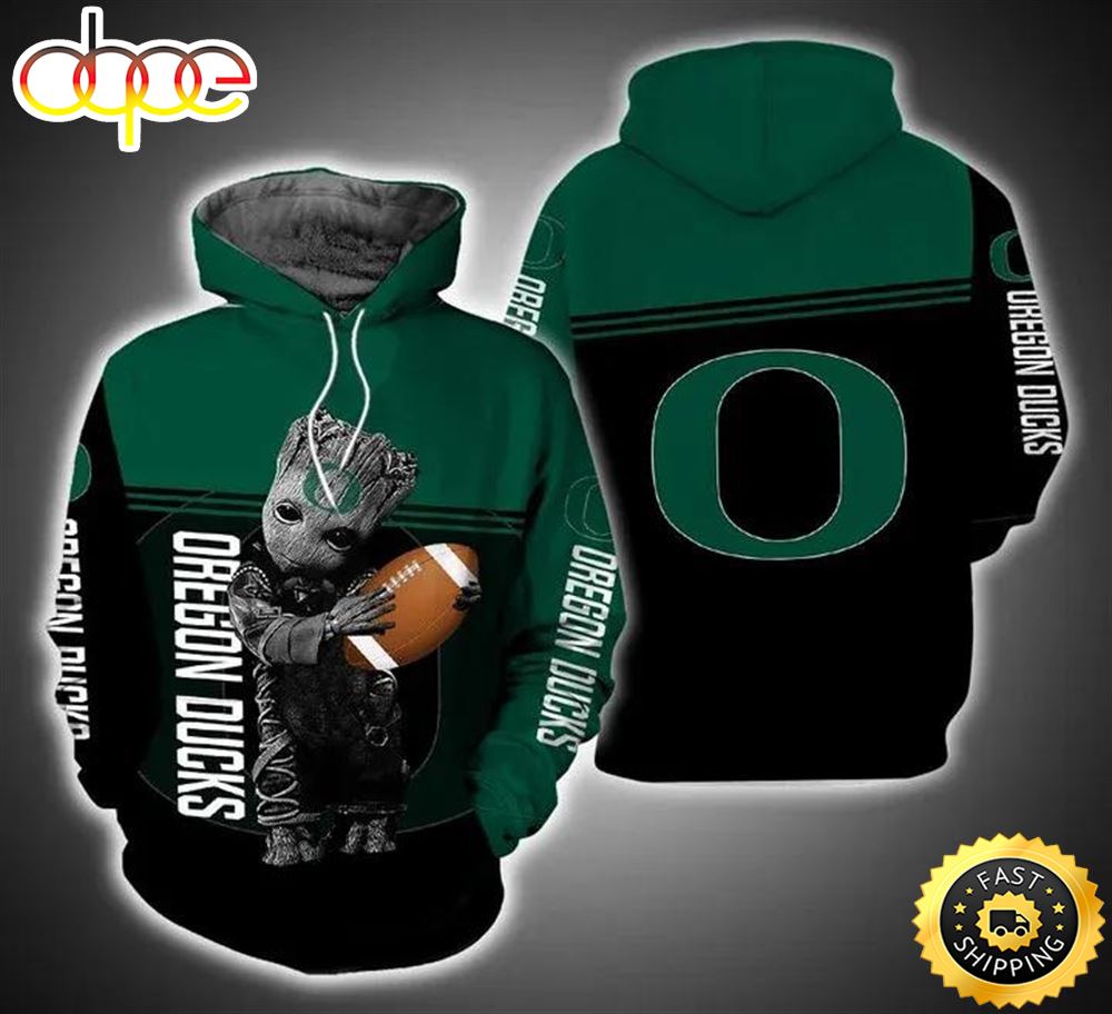 Baby Groot Hug Ball Oregon Ducks 3d Hoodie Oregon Ducks Fans Gift Vnjwe5