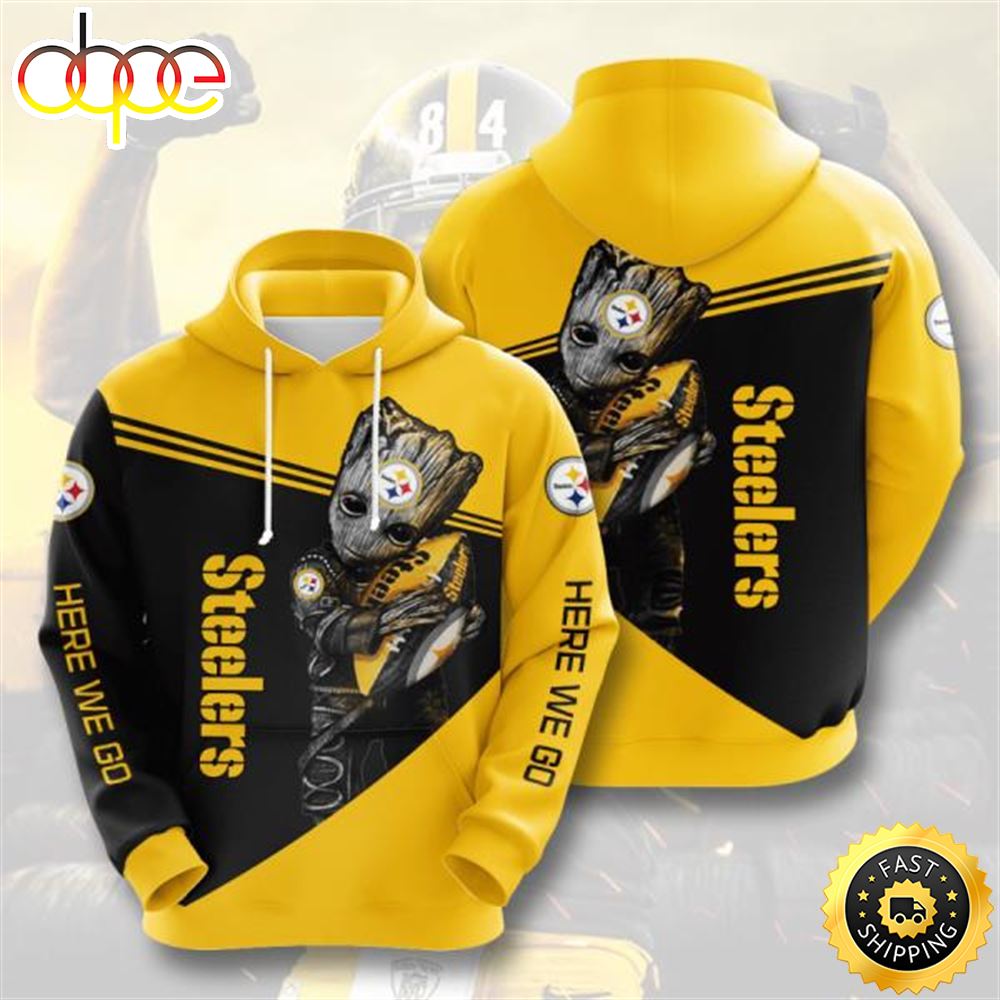 Baby Groot Pittsburgh Steelers 3d Printed Hoodie Uxwqqh