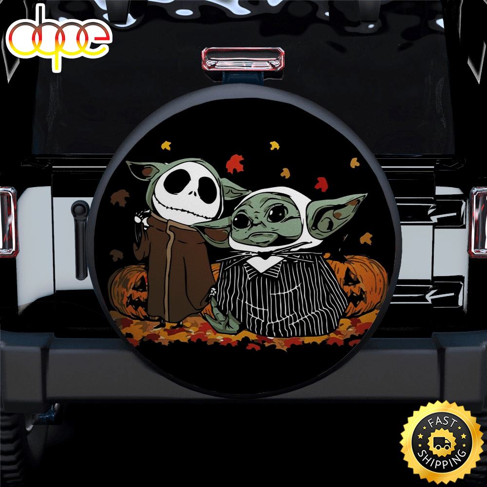 Baby Yoda And Jack Halloween Car Spare Tire Covers Gift For Campers Nloo8a