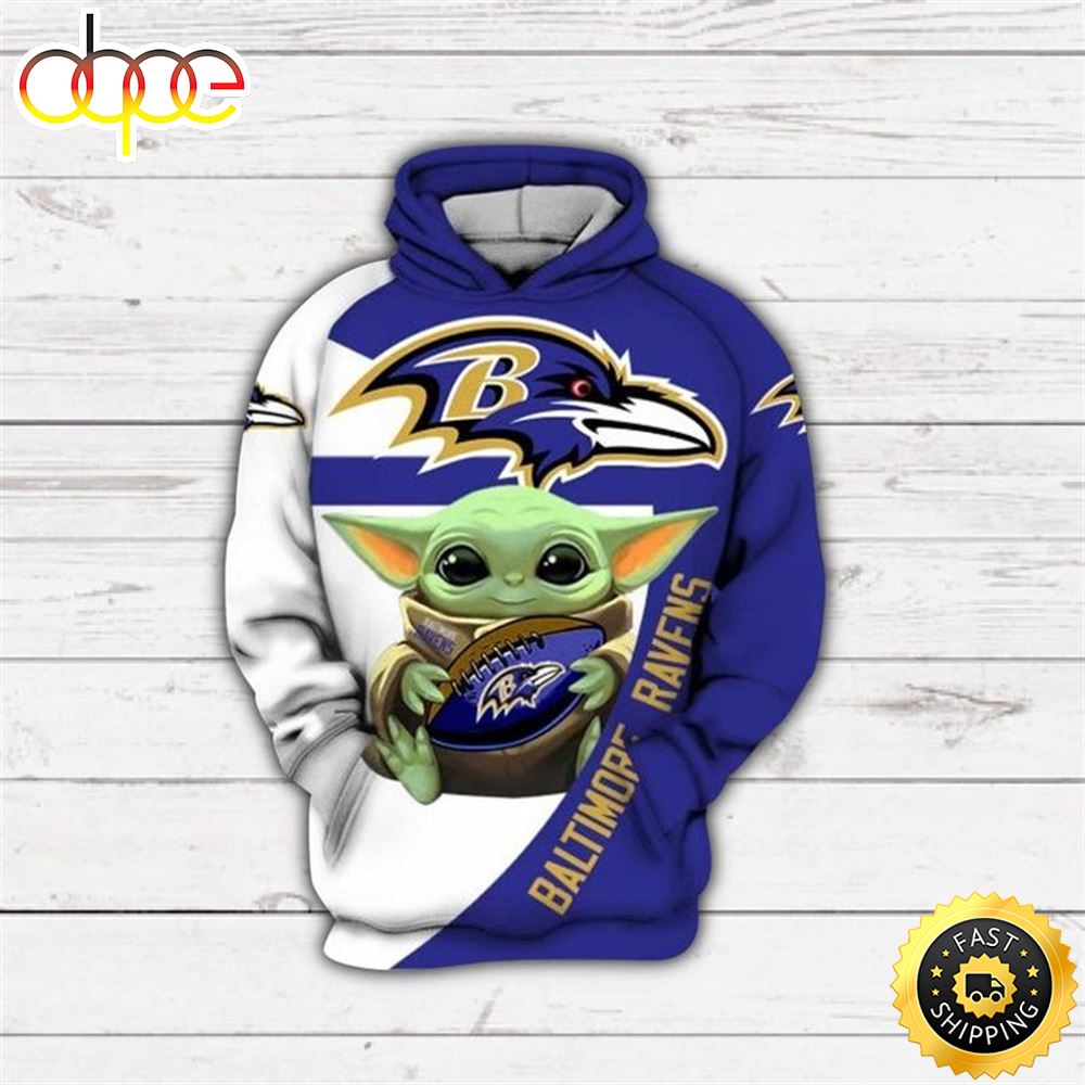 Baby Yoda Baltimore Ravens Gift For Fan 3d Hoodie All Over Print Ueg4vc