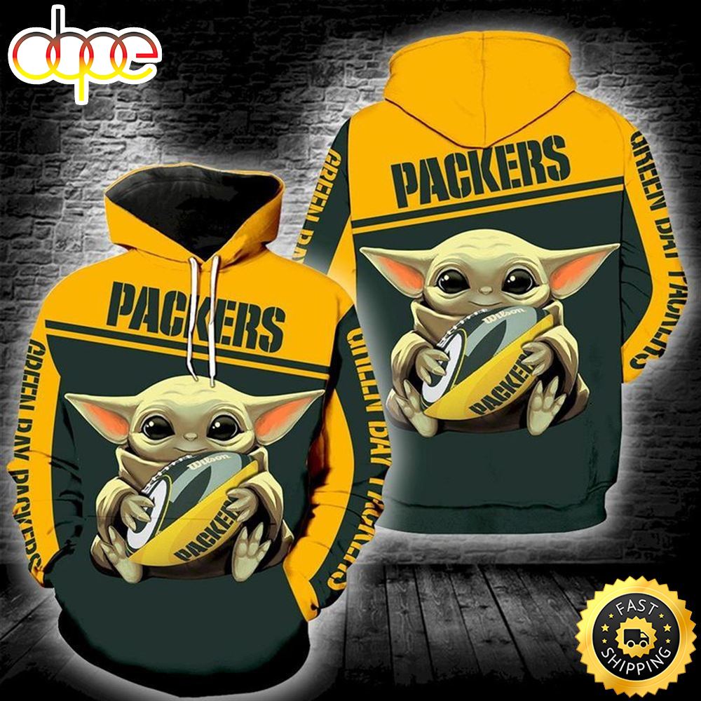 Baby Yoda Green Bay Packers 3d Hoodie All Over Print Uuqoxt