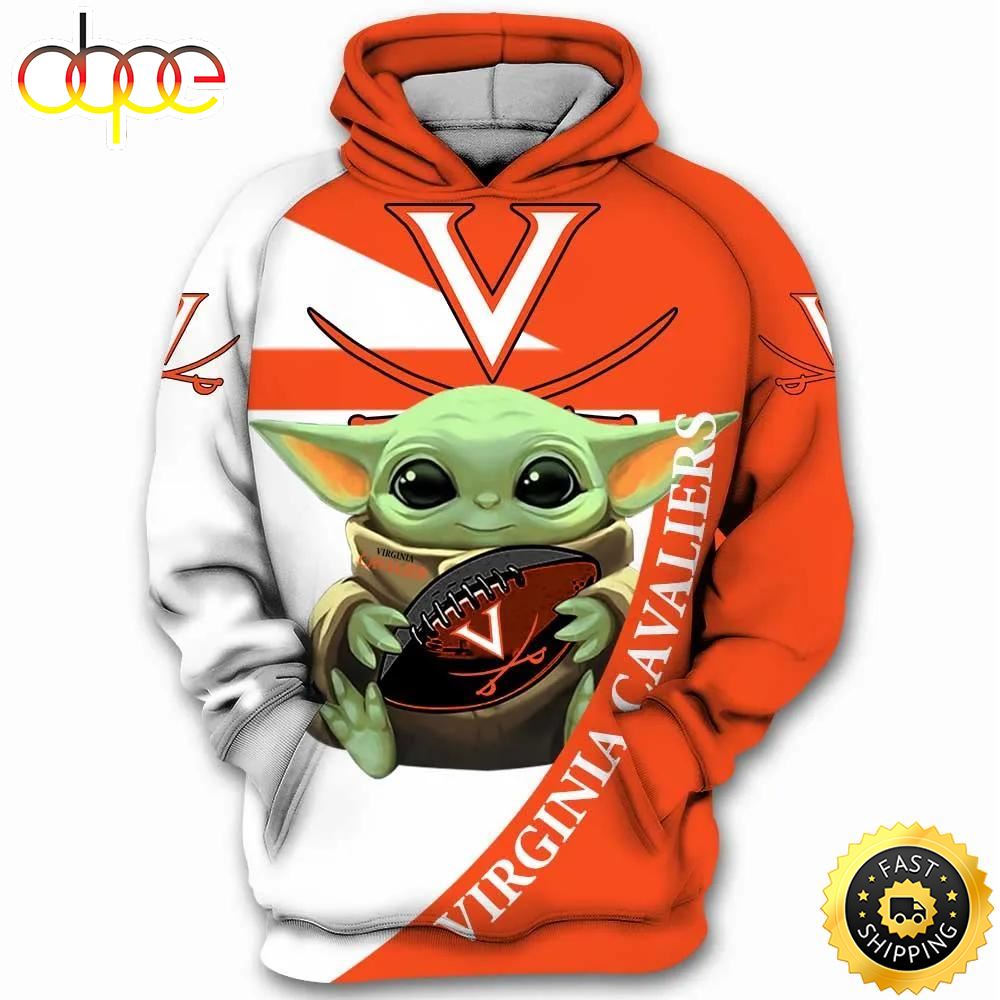 Baby Yoda Hug Ball Virginia Cavaliers 3d Hoodie Virginia Cavaliers Gift Ideas For Him K2urlx