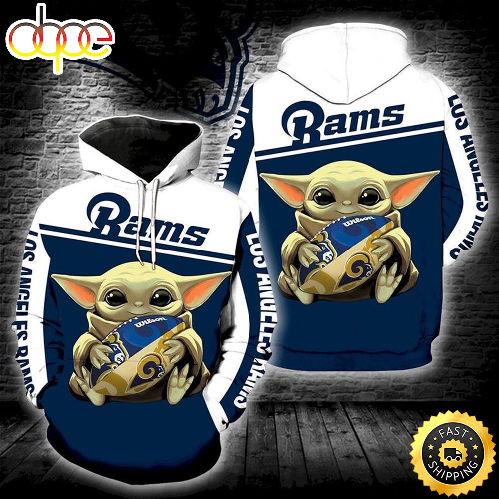 Baby Yoda Los Angeles Rams 3d Hoodie All Over Print Los Angeles Rams Gift Ideas For Him Utsbxs