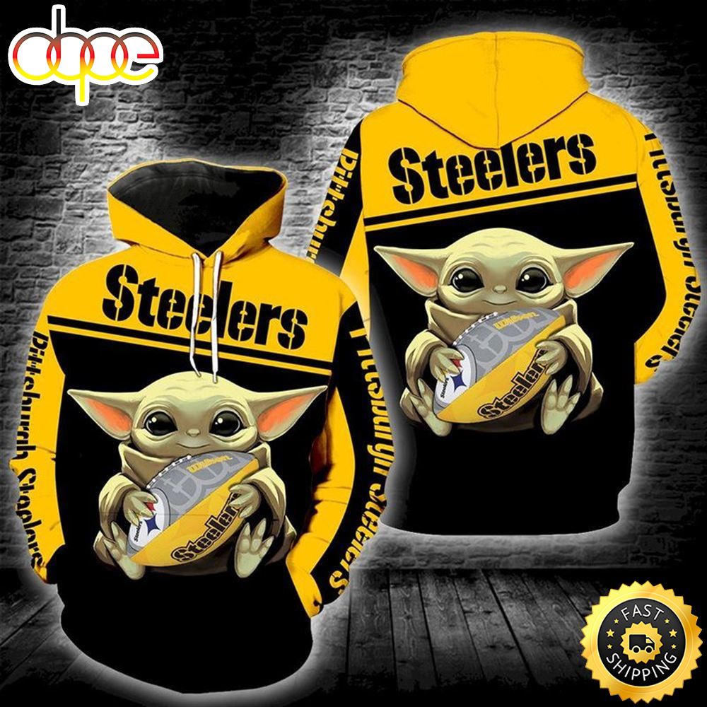 Baby Yoda Lovers Pittsburgh Steelers 3d Hoodie All Over Print Wwucer