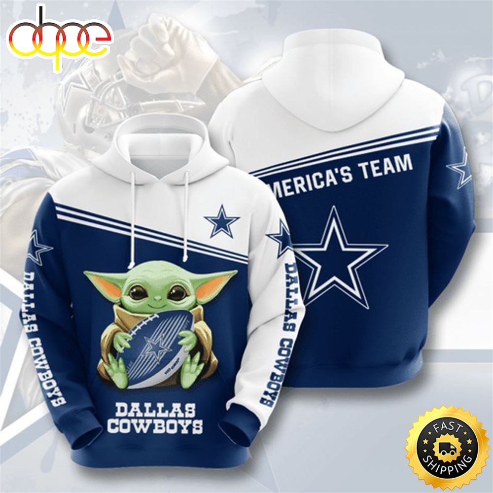 Baby Yoda Lovers Sports Team Dallas Cowboys 3d Hoodie All Over Print Yl3uq5