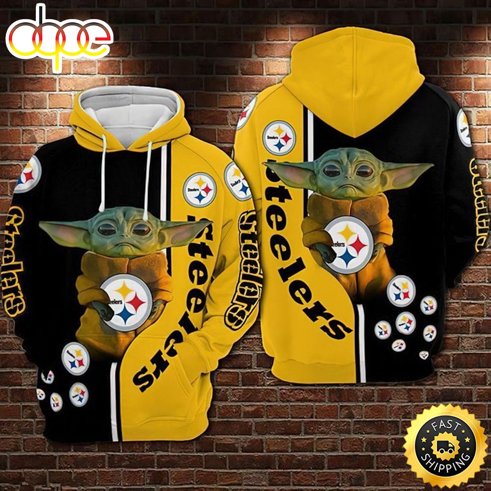 Baby Yoda Pittsburgh Steelers 3d Hoodie All Over Print Pittsburgh Steelers Gift Pfofg5