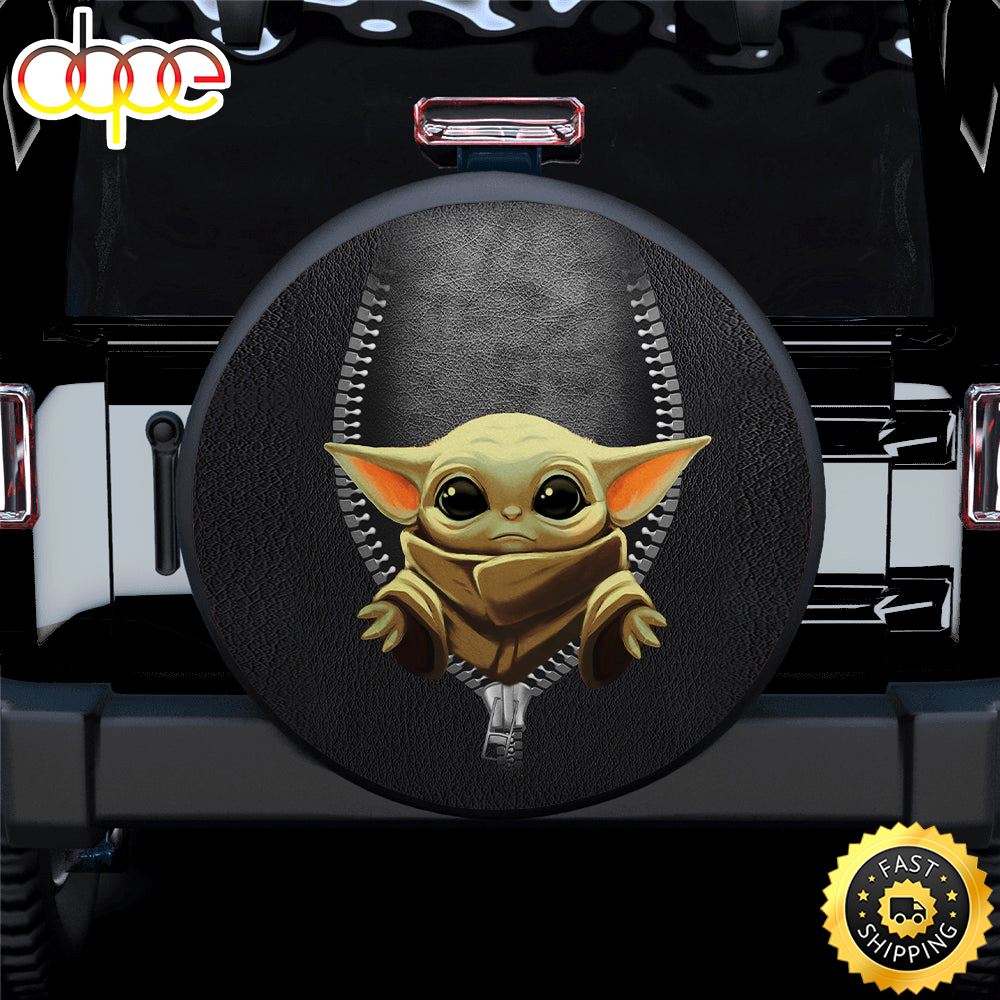 Baby Yoda Zipper Car Spare Tire Cover Gift For Campers I8yhom