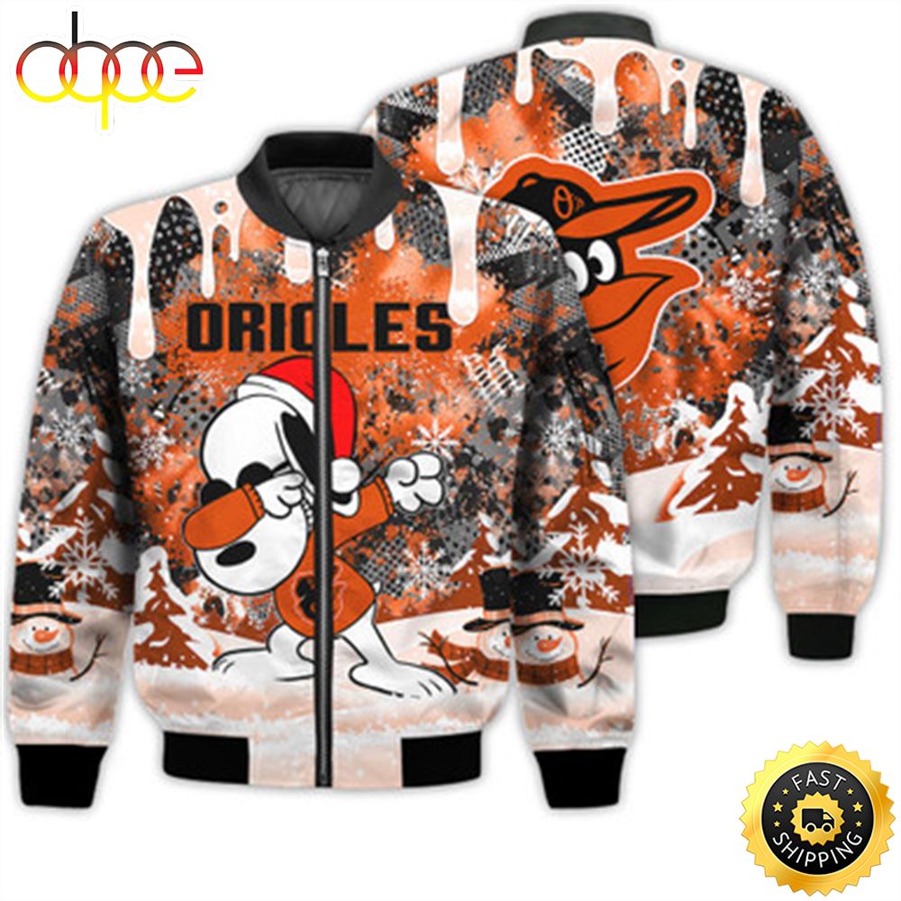 Baltimore Orioles Snoopy Dabbing The Peanuts Sports Football American Christmas Dripping Matching Gifts Unisex 3D Bomber Jacket Ruj5ew.jpg