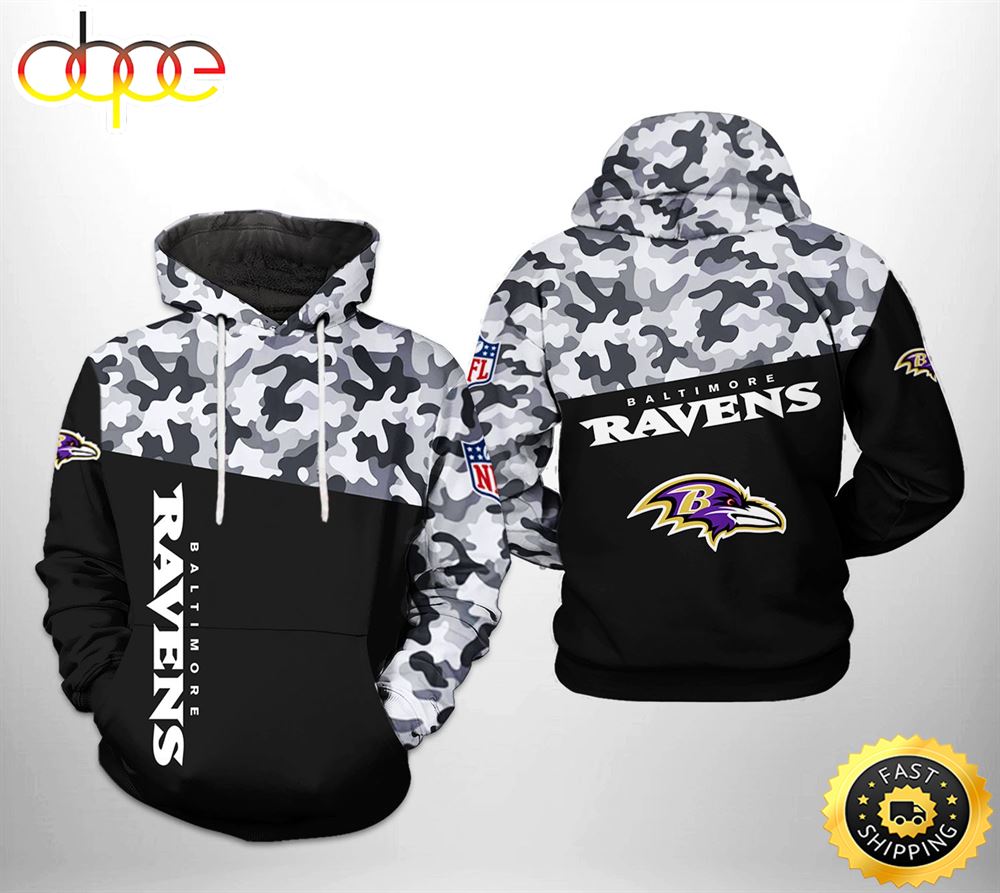 Baltimore Ravens NFL Camo Veteran Team 3D Printed HoodieZipper Hoodie