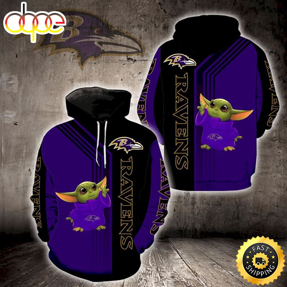 Baltimore Ravens Yoda 3d Hoodie All Over Print Baltimore Ravens Fan Gift Ideas Zo2b1g