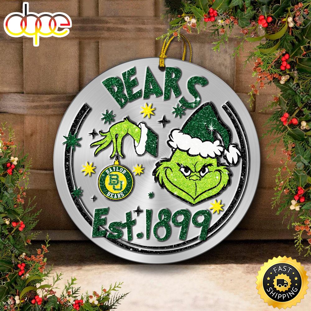 Baylor Bears Grinch Circle Ornaments Christmas Maoeur