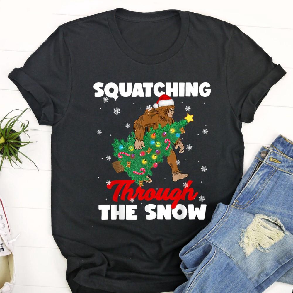Bigfoot Squatching Through The Snow Sasquatch Christmas Xmas T Shirt Bolfux.jpg