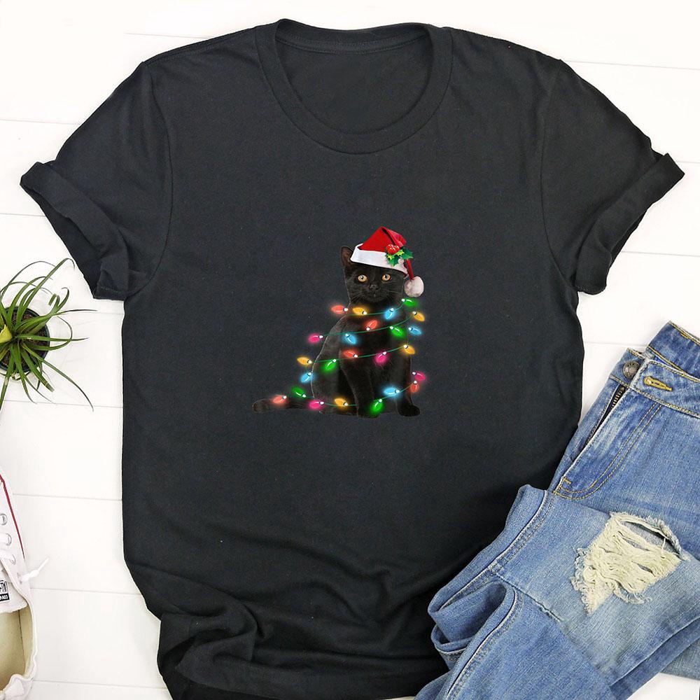 Black Cat Christmas Light Tshirt Funny Cat Lover Christmas Funny Christmas T Shirt Dj9f3w.jpg