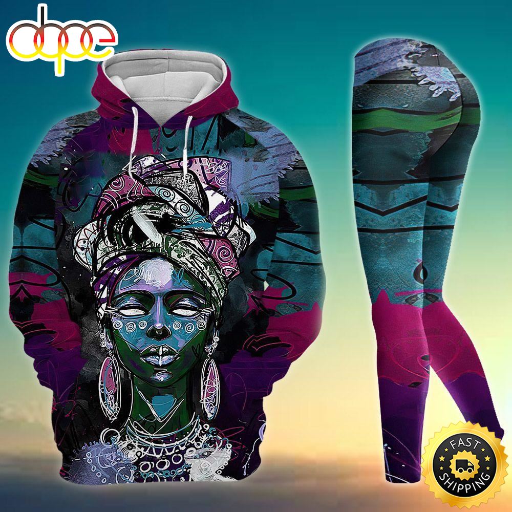 Black Girl African All Over Print Leggings Hoodie Set Outfit For Women Hts1280 Grsxy1.jpg