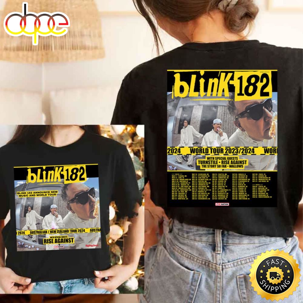 Blink-182 World Tour 2023 2024 Double Side Unisex T-Shirt 