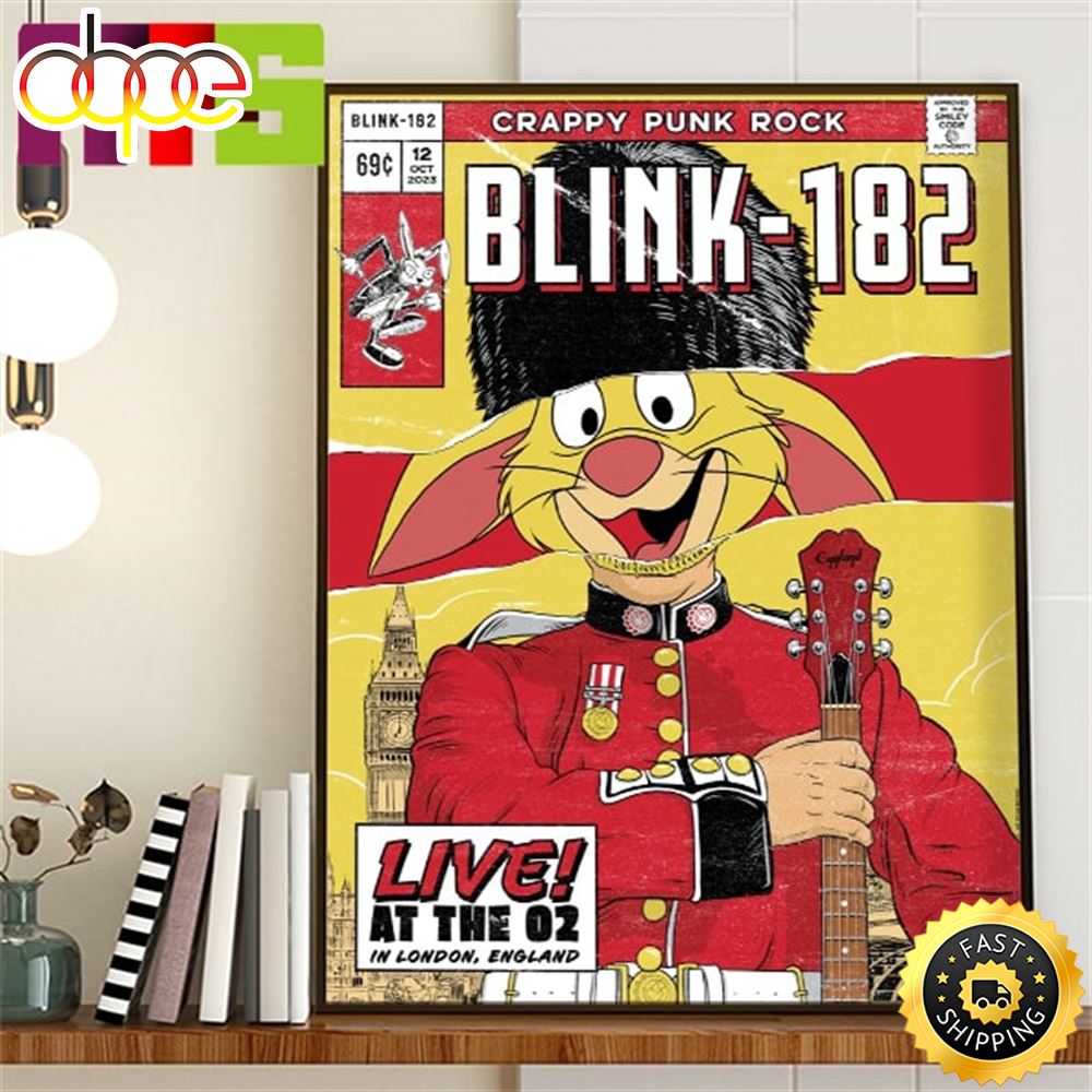 Blink 182 London Event Poster Crappy Punk Rock Live England At The O2 On October 12th 2023 Home Decor Poster Canvas Urwubt.jpg