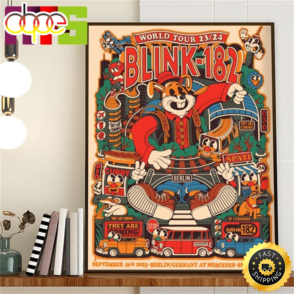 Blink 182 World Tour 23 24 At Mercedes Benz Arena Berlin Germany On September 16th 2023 Home Decor Poster Canvas Ghvmqy.jpg