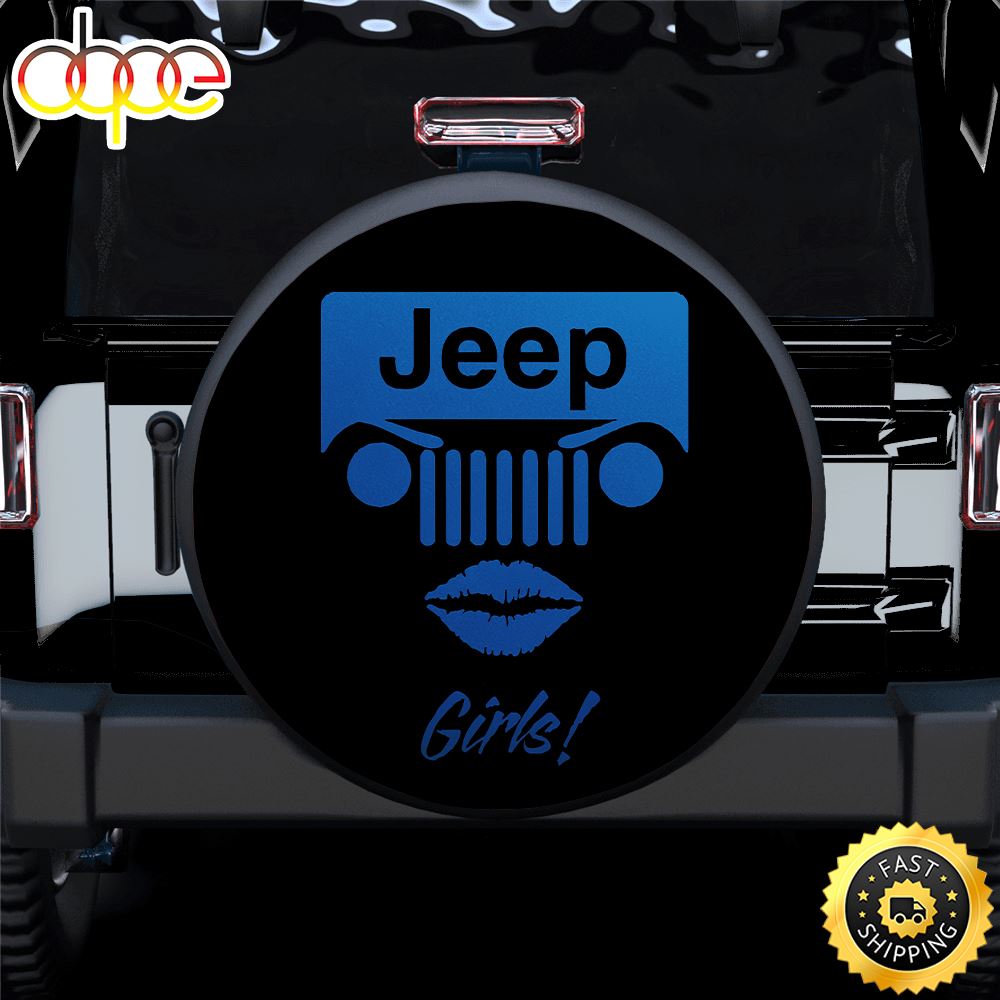 Blue Jeep Girl Car Spare Tire Covers Gift For Campers U60ez3