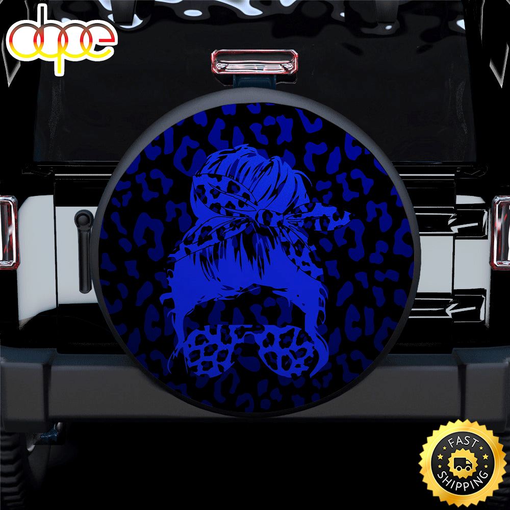 Blue Jeep Girl With Sunglasses Leopard Pattern Car Spare Tire Covers Gift For Campers Td2wrw