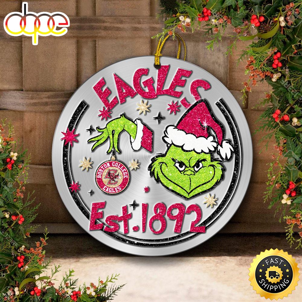 Boston College Eagles Grinch Circle Ornaments Christmas Rorscq