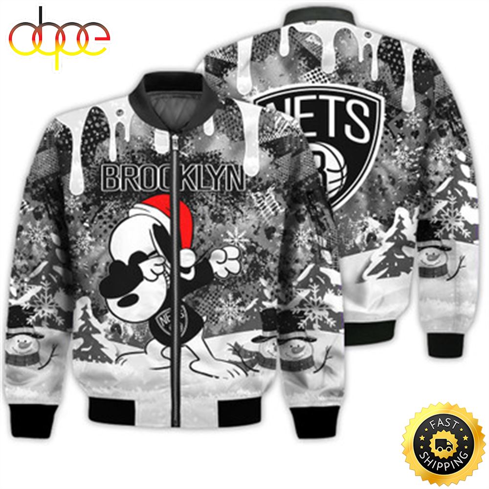 Brooklyn Nets Snoopy Dabbing The Peanuts Sports Football American Christmas Dripping Matching Gifts Unisex 3D Bomber Jacket Oooi04.jpg