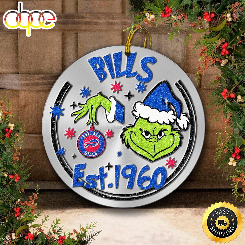 Buffalo Bills Grinch Circle Ornaments Christmas Tbn6tr