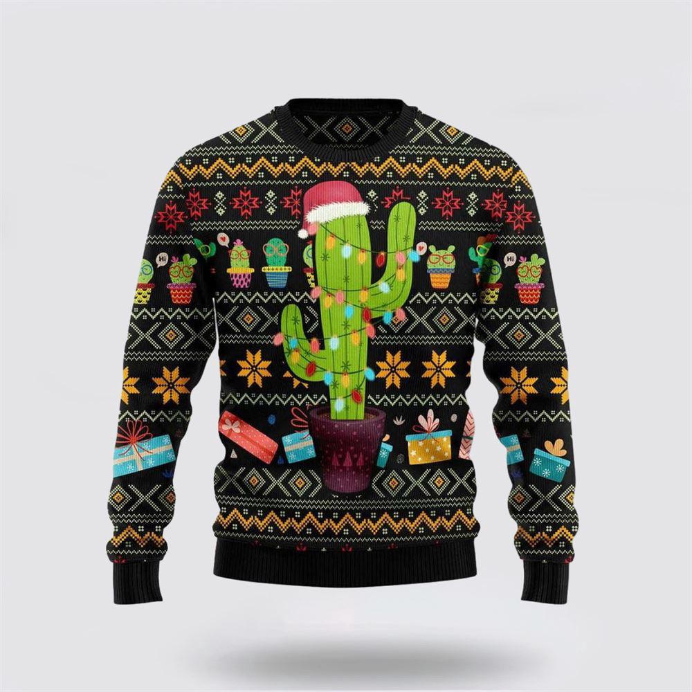 Cactus Wearing Santa Claus Hat Ugly Sweater 1 Tee Ykb7yy.jpg