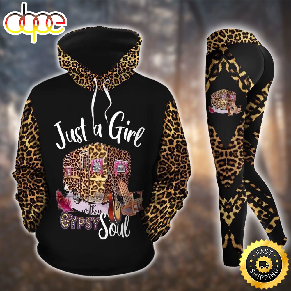 Camping Gypsy Girl All Over Print Leggings Hoodie Set Outfit For Women