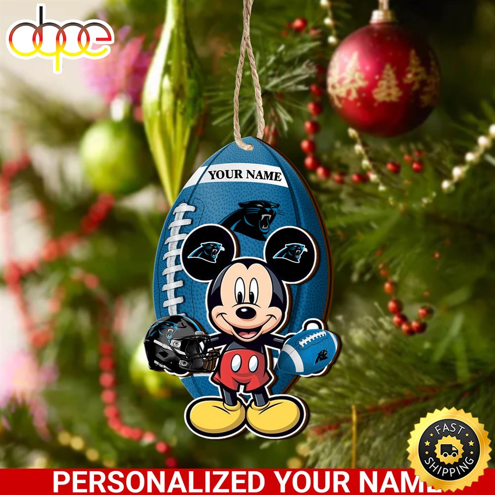 Carolina Panthers And Mickey Mouse Ornament Personalized Your Name