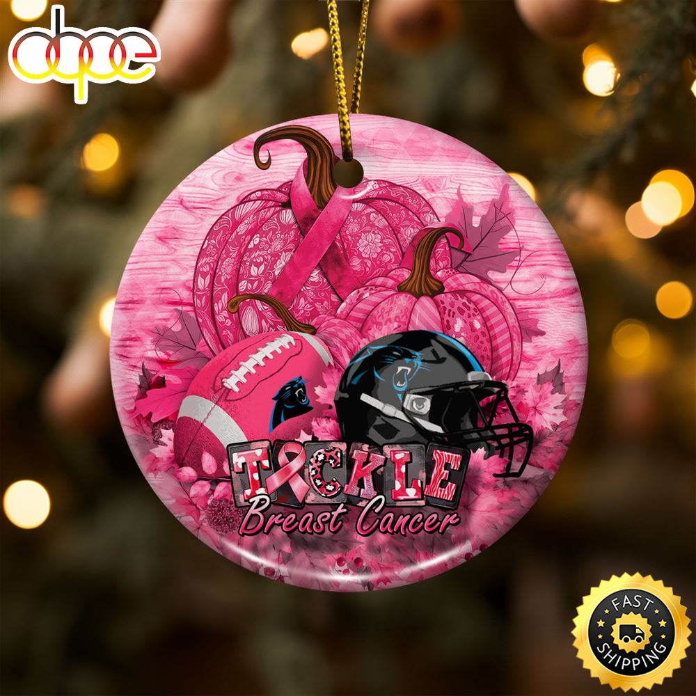 Carolina Panthers Breast Cancer And Sport Team Ceramic Ornament Dngzao