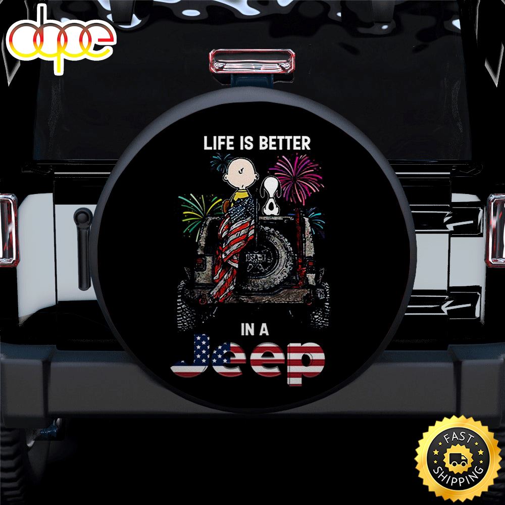 Charlie Brown And Snoopy Life Is Better In A Jeep Car Spare Tire Covers Gift For Campers Yuqscj